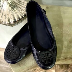 Tory Burch Black vinyl ballerina flats